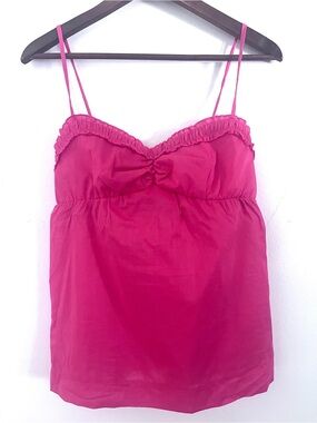 Supre Spagetti Strap 100% Cotton Ruffle Neckline Top Pink Women's Size Large